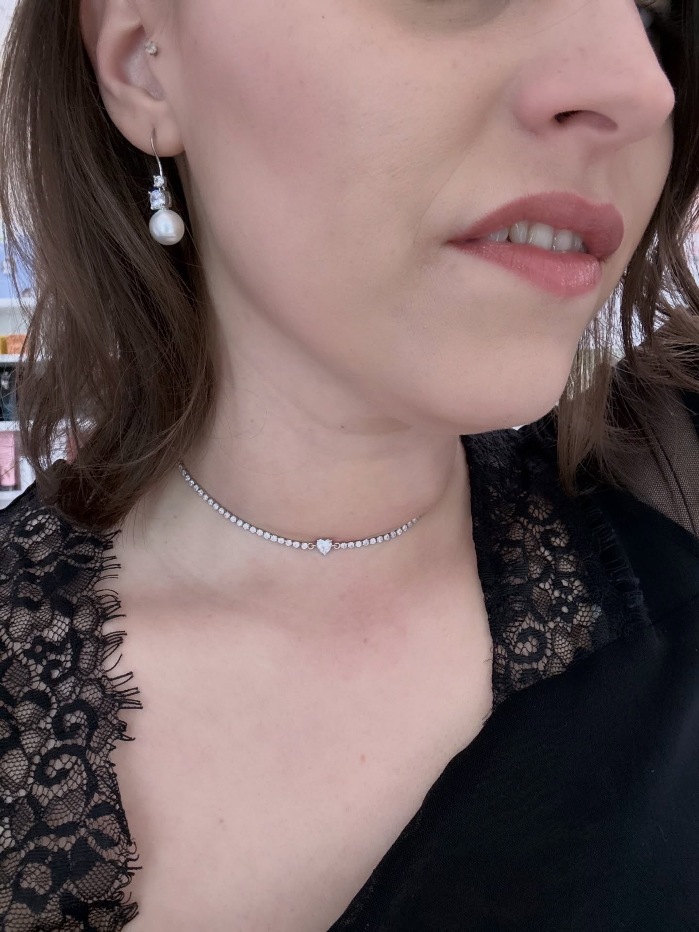 Collana Tennis con zircone taglio cuore Clara